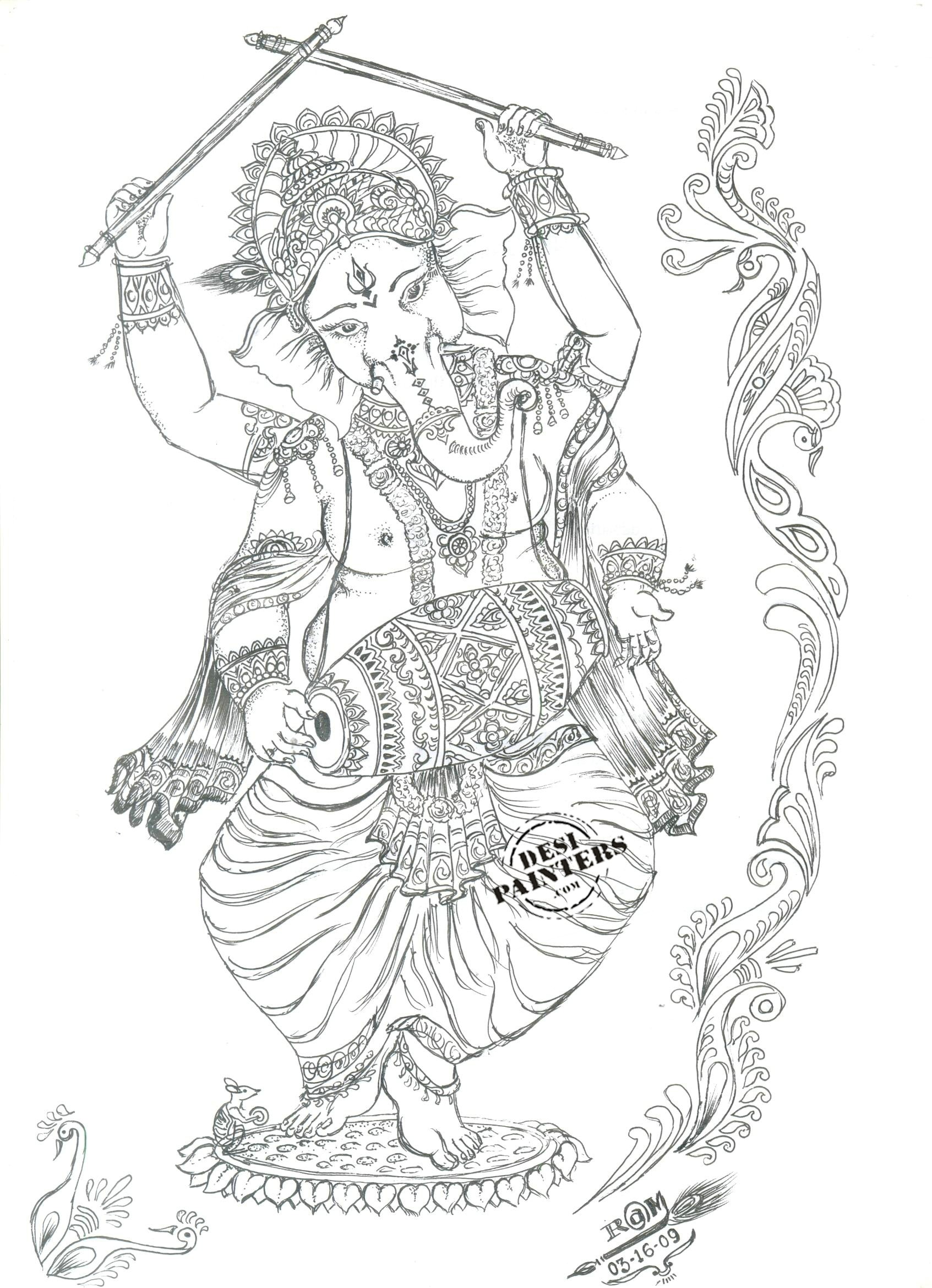 Sketch Of God Shri Ganesh Ji - Desi Painters