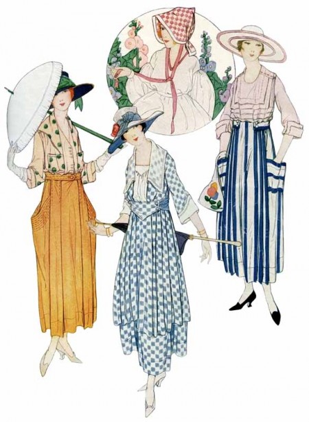 1920s Women’s Fashion Illustration - Elegant Dresses, Hats & Accessories