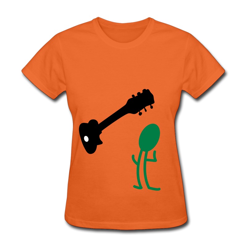 Fun Music-Themed Women’s T-Shirt - Guitar & Stick Figure Design