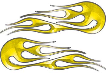 Yellow Flame Decal Stickers - Chrome-Edged Hot Rod Graphics