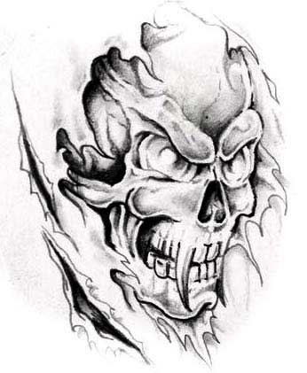 Grey Ink 3d Grim Reaper Skull Tattoo On Left Half Sleeve
