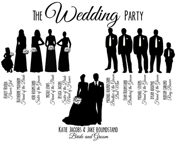 Free Wedding Party Silhouette Template, Download Free Wedding Party ...
