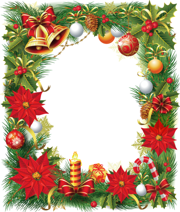 Transparent Christmas Photo Frame with Poinsettia
