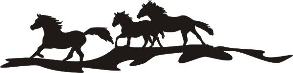 Running Horses Silhouette Decal 10x2.