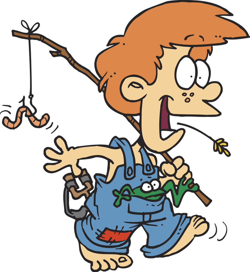 Surprised Boy with Worm and Frog - Fun Cartoon Illustration