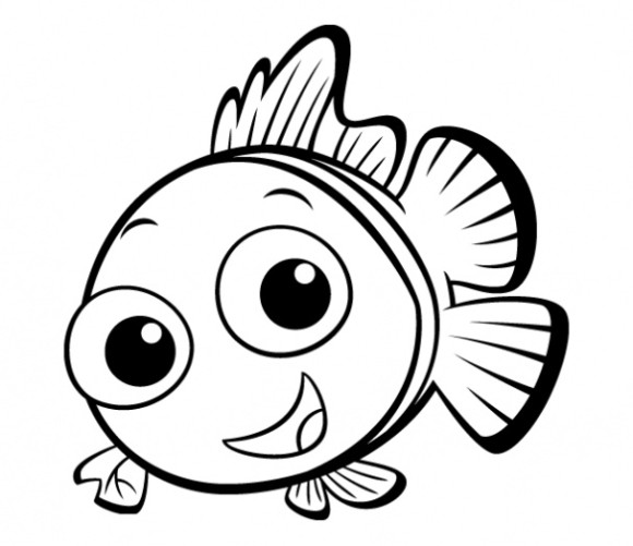 Premium Vector | Black and white illustration for coloring animals cute fish