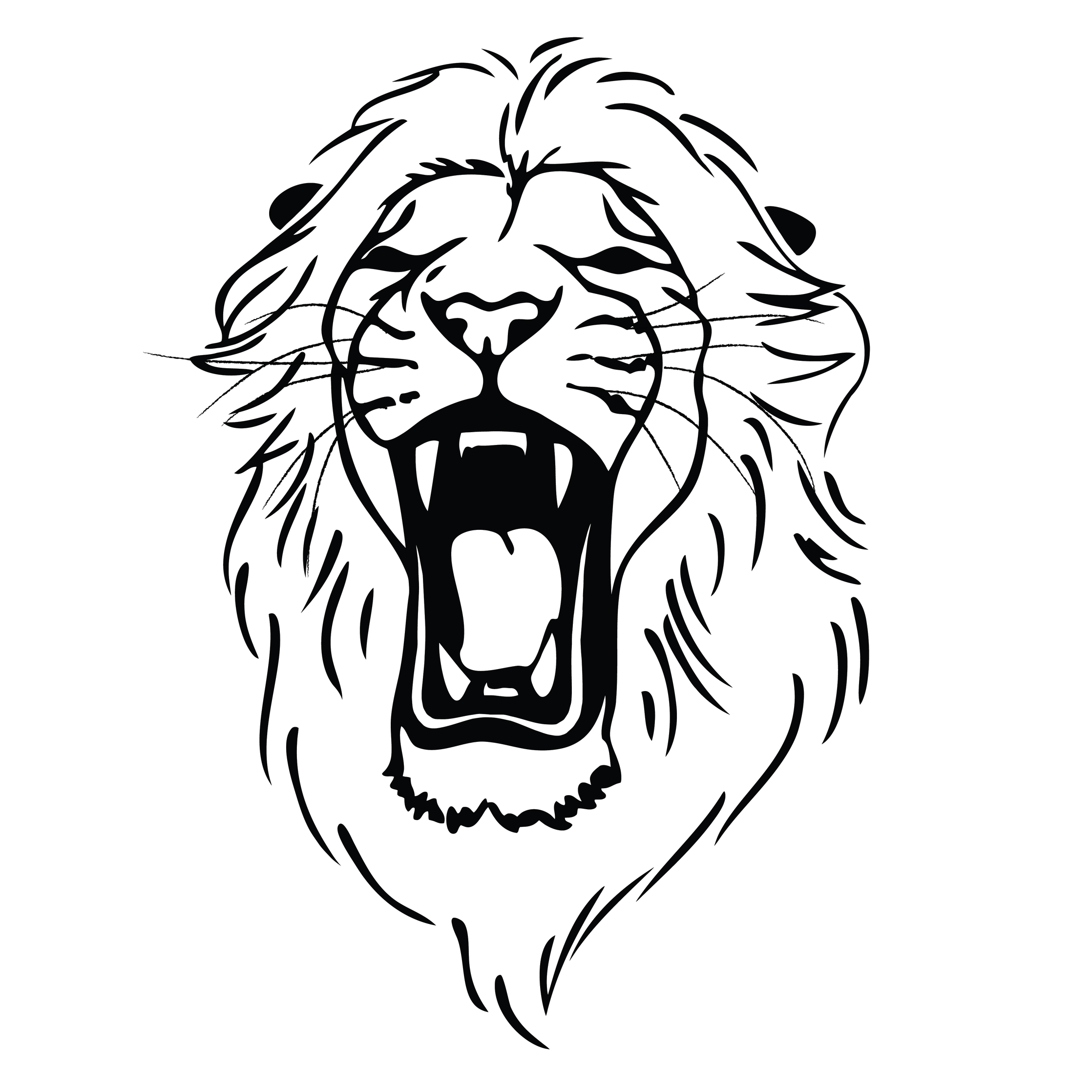 Roaring Lion Face Art Silhouette Drawing - Lion - T-Shirt | TeePublic
