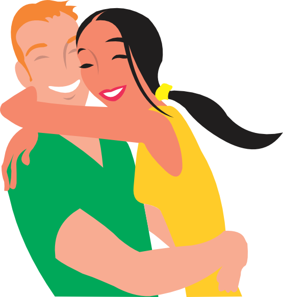 Happy Couple Hug Illustration - Love, Connection & Diversity