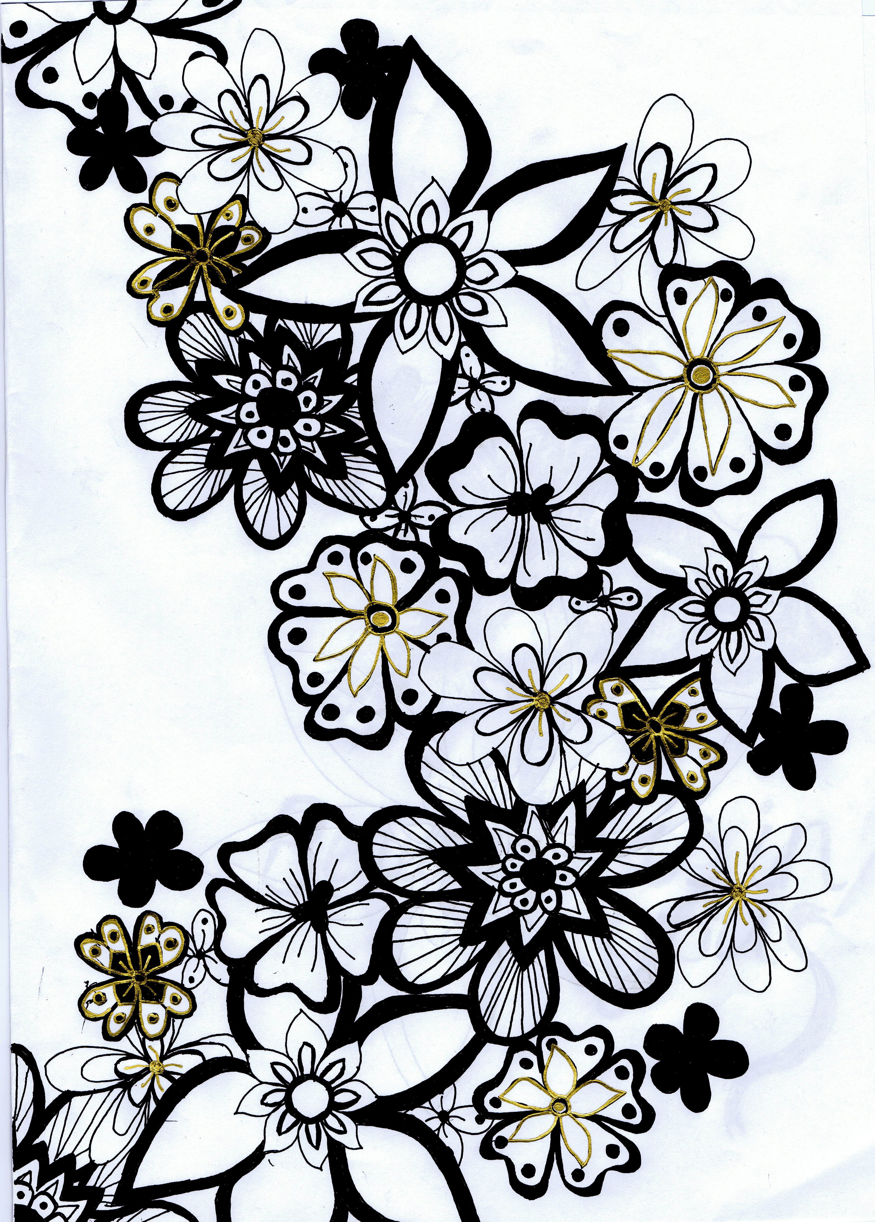 Flower Black And White Drawing Background 1 HD Wallpapers | lzamgs.