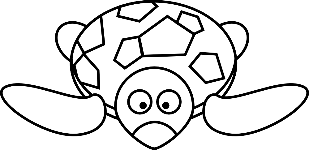 Cartoon Turtle Black White Line Coloring Sheet Colouring Page 