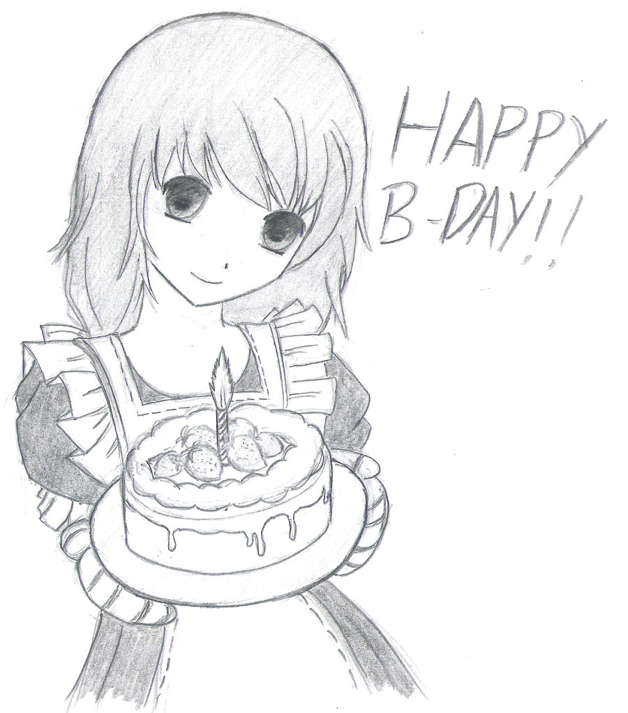 happy birthday pencil drawing - Clip Art Library