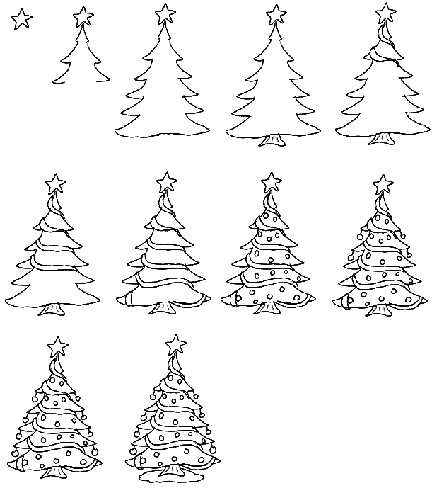 How To Draw A Christmas Tree, Step by Step, Drawing Guide, by Dawn -  DragoArt-anthinhphatland.vn