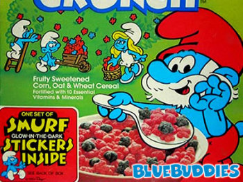 Bluebuddies Cereal - Smurfs-Themed Fruity Breakfast Cereal with Glow-in-the-Dark Stickers