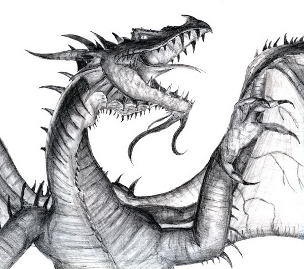 Portrait of a fantasy dragon sketch Royalty Free Vector