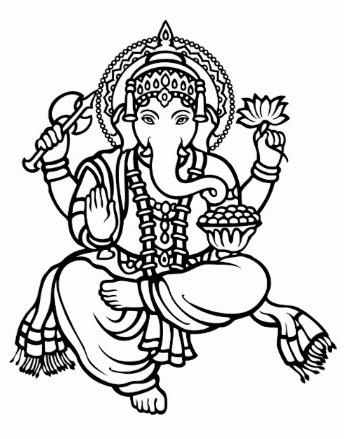 Silhouette of lord ganesha as line drawing Vector Image