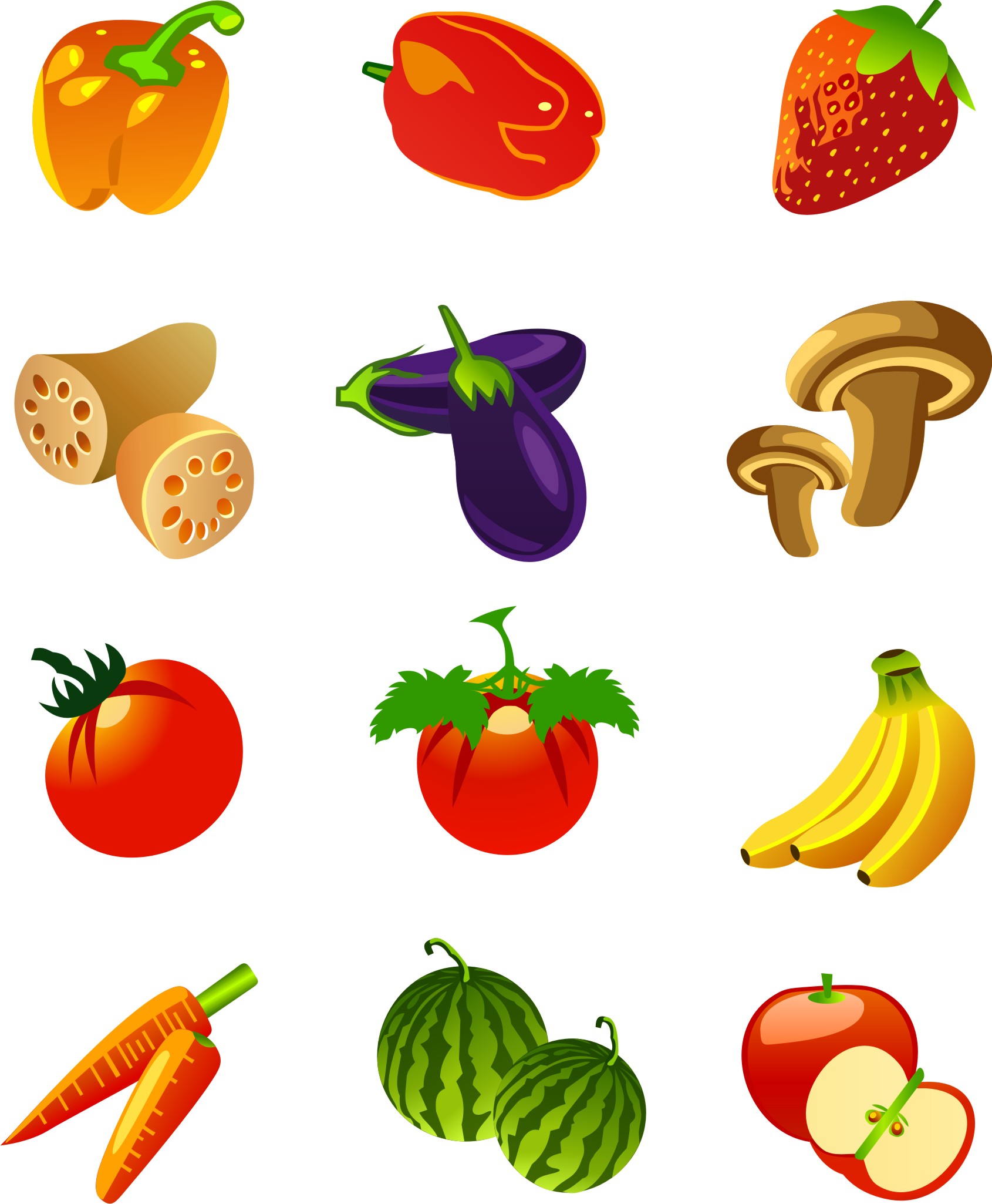 Fruits and vegetables motor flower icon vector Free Vector 