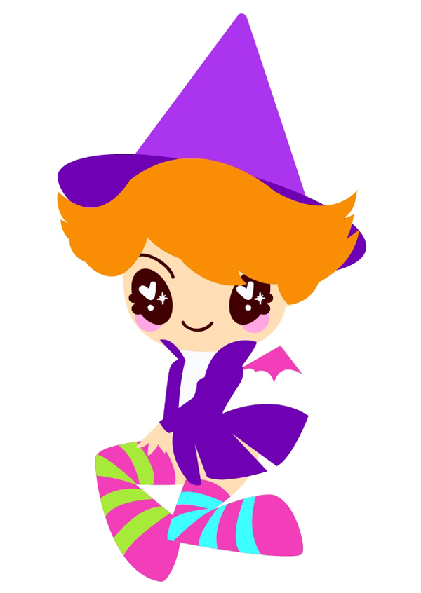 Adorable Witch Character Illustration for Halloween & Kids’ Content