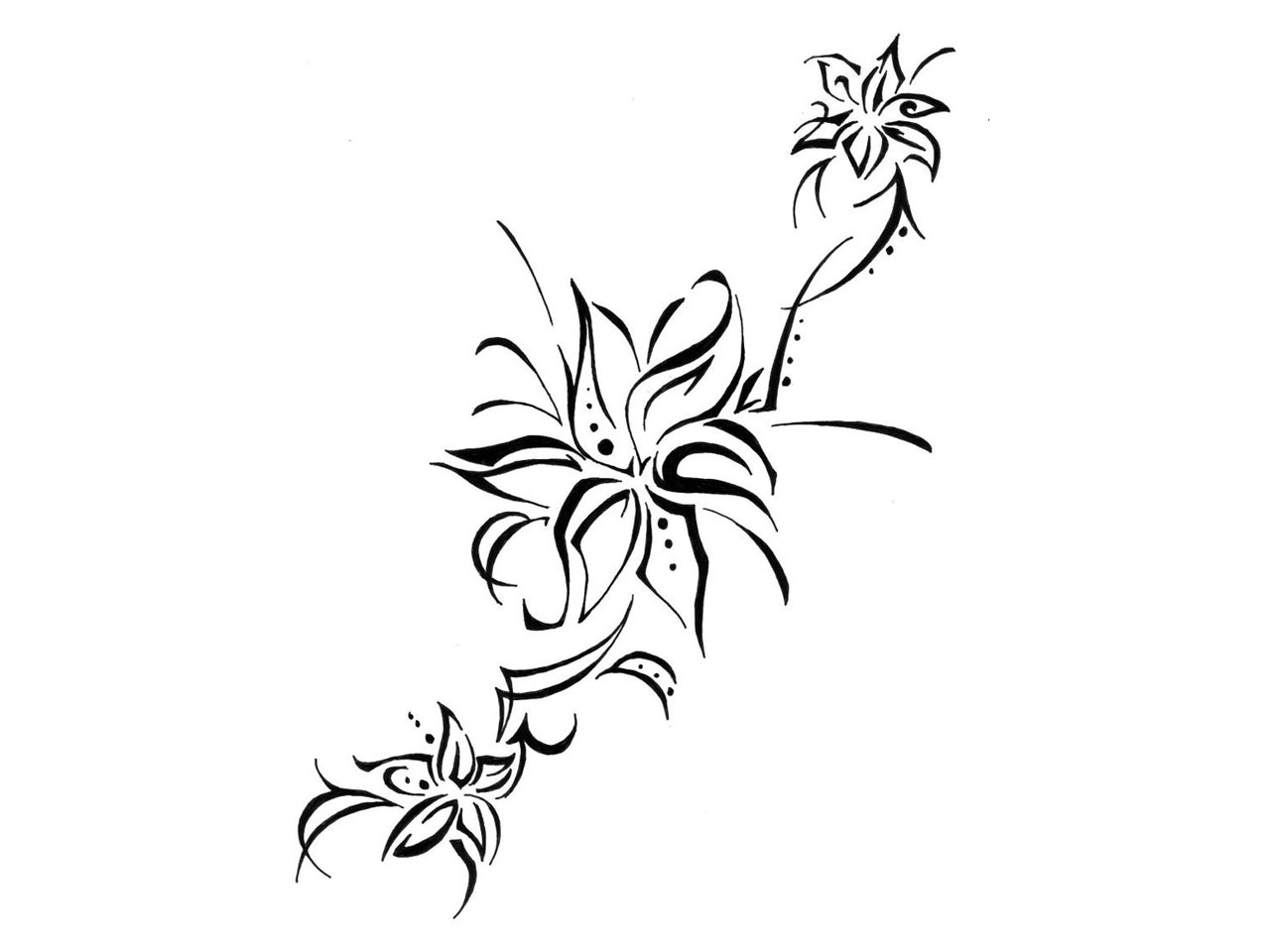 Flower Vine Tattoo Stencil 243 (Pack of 5 or 25) - Temporary Tattoo Store