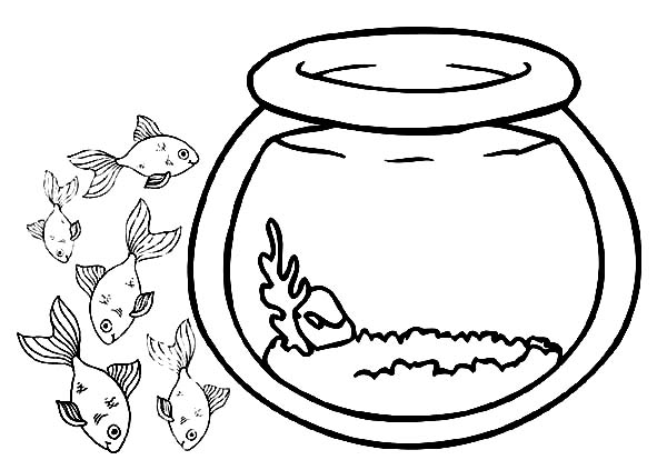 fish bowl coloring page printable
