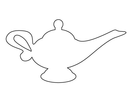Genie lamp pattern. Use the printable outline for crafts, creating 