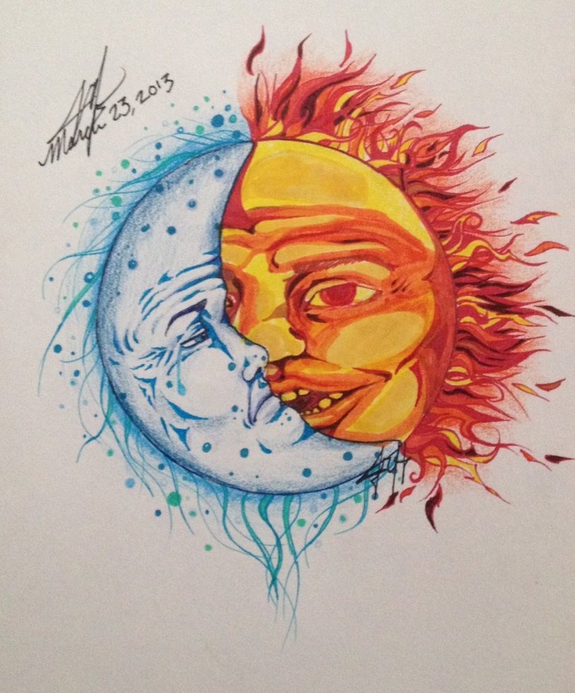Drawing Ideas Easy Sun And Moon Happy Emotion