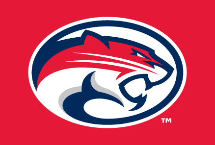 St. Cloud State University Huskies logo featuring a fierce red, white, and navy blue husky head in an oval on a red background.
