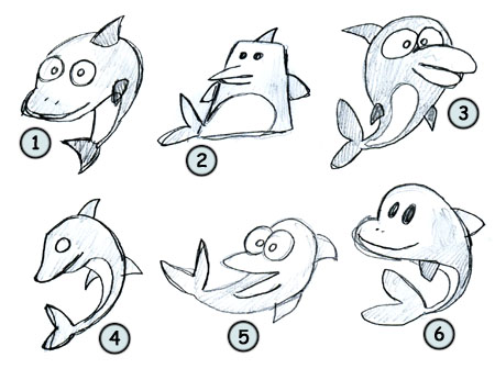 How to draw cartoon dolphin