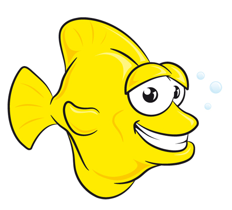 Happy Yellow Cartoon Fish Illustration - Fun & Friendly Marine Character