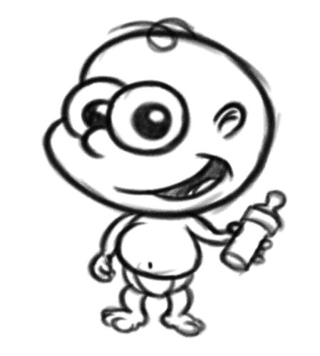 Happy Baby Cartoon Illustration - Free Sketch for Parenting & Childcare Sites
