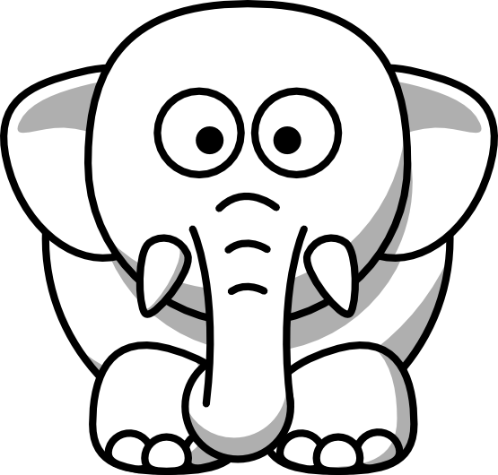 Clip Art: elephant copy black white line animal  - Clipart library 