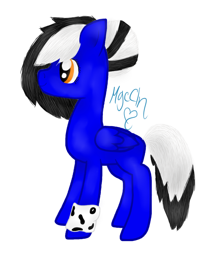 Custom Blue Pony Art - Striped Mane & Hoof Wrap Design