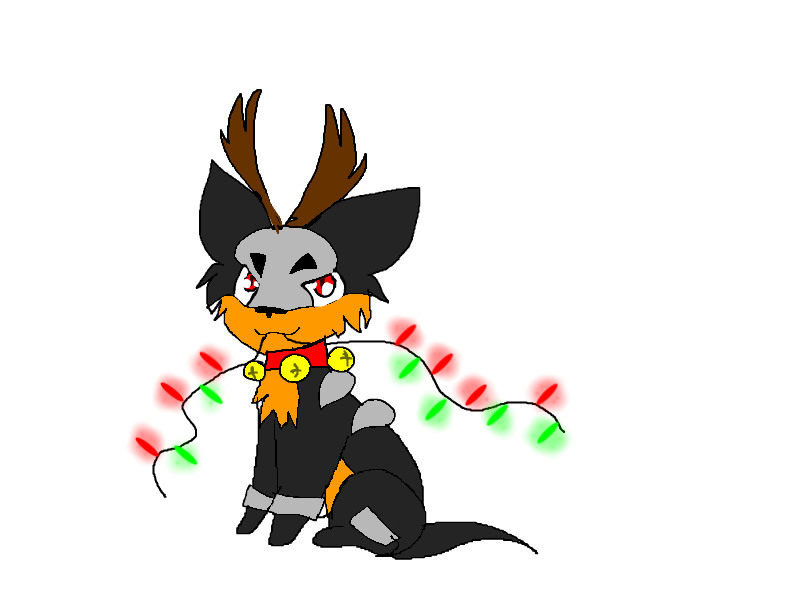 Festive Antlered Fox Character with Apple Garland - Digital Art