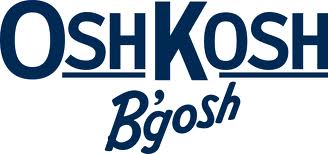 OshKosh B'gosh logo in navy blue text on white background, featuring bold uppercase and cursive typography.