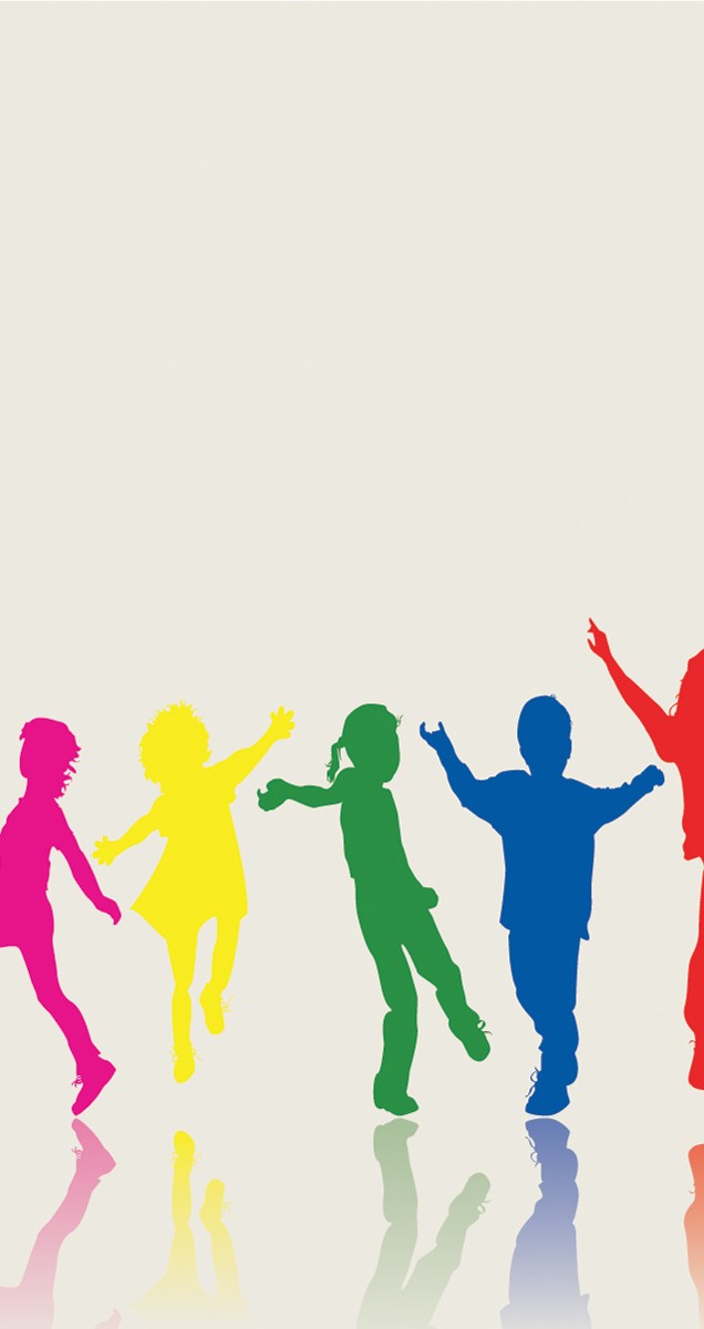 Colorful Children Dancing Silhouette - Joyful Play & Diversity Illustration