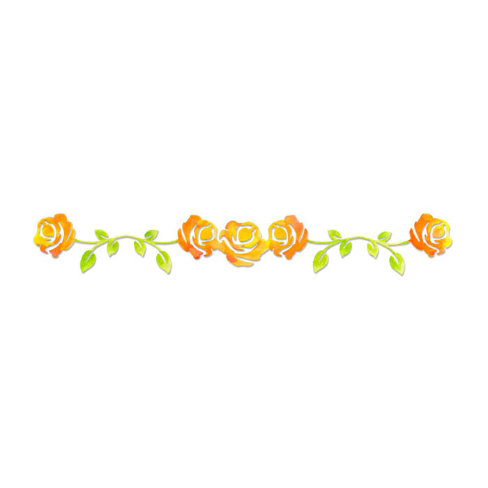 Orange Rose Vine Border - Elegant Floral Decorative Element