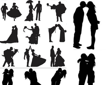 Loving Couples Silhouettes Vector Set - eps ai vector