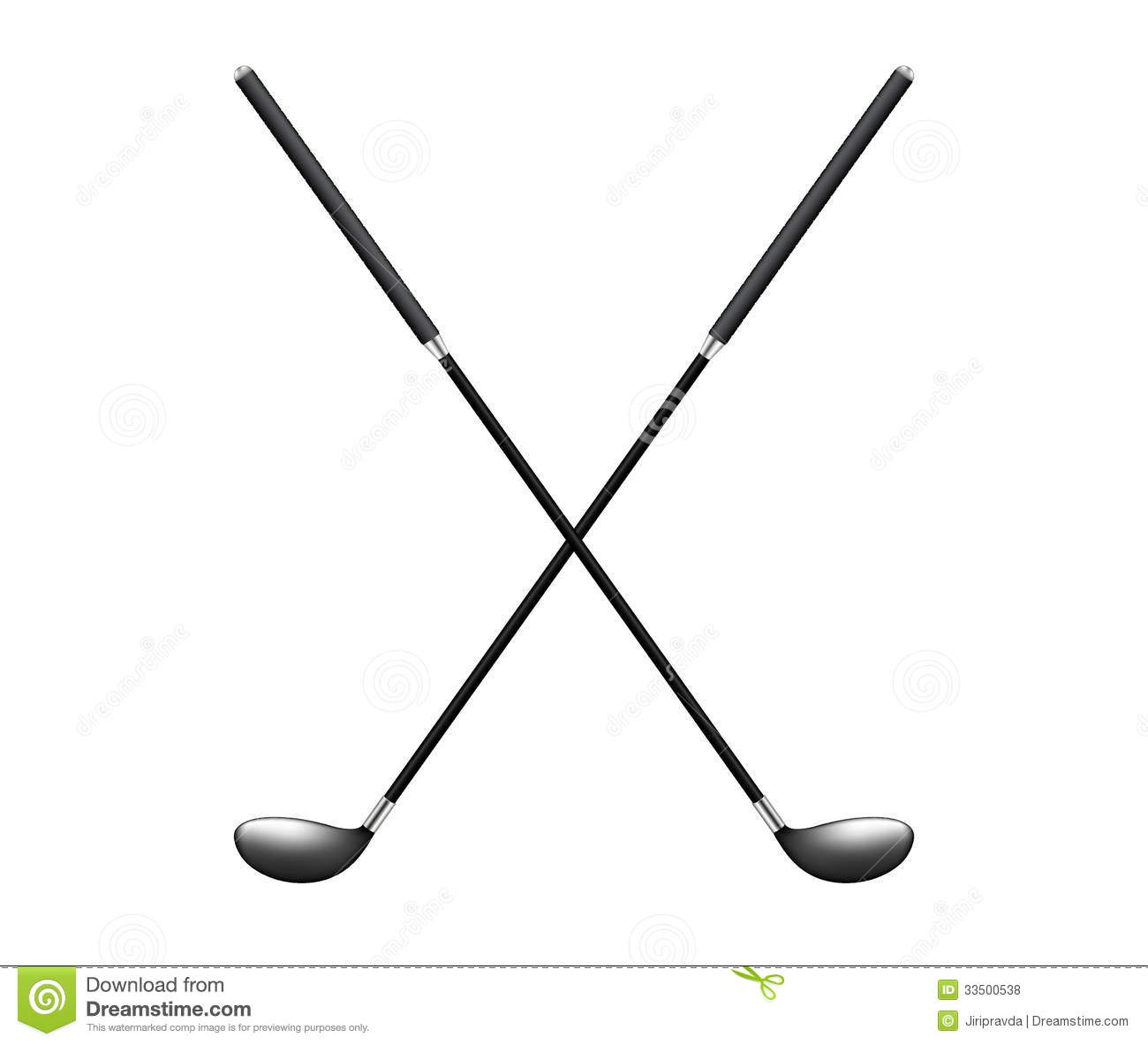Crossed Golf Clubs Silhouette Clip Art