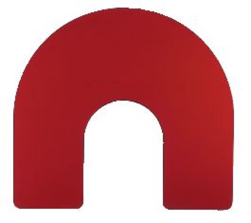 Solid red U-shaped arch icon on white background, minimalist design for branding or navigation.