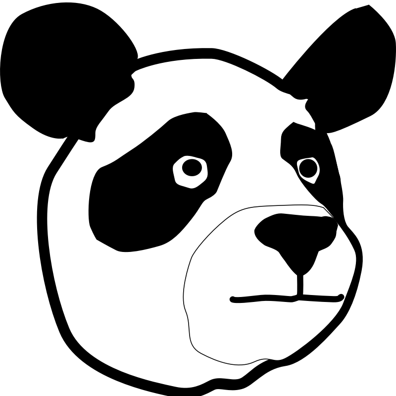 Abstract black-and-white illustration of a stylized face with expressive features, flowing lines, and organic shapes on white background.