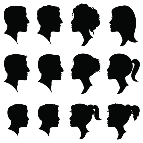 Creative man and woman silhouettes vector set 06 - Vector People 