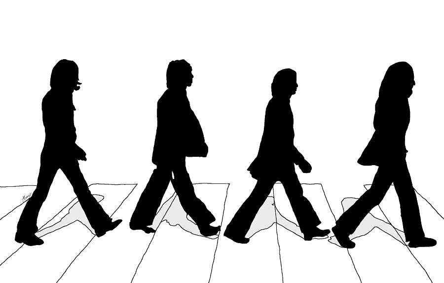The Beatles Abbey Road Silhouette Drawing by Anthony Timmons - The 