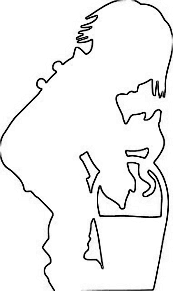 Silhouette of Person Holding Cat - Minimalist Line Art Illustration