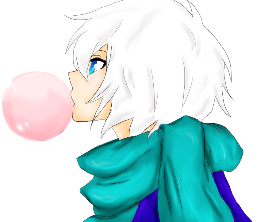 Premium Vector | A boy in a hoodie blowing a bubble gum