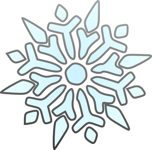 Stylized light blue snowflake with human-figure motifs forming its arms, outlined in gray.