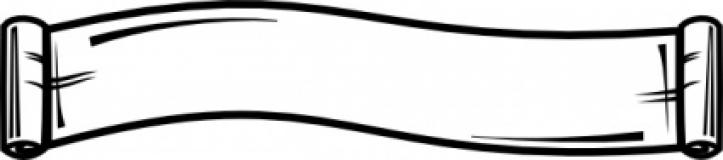 Black-and-white line drawing of a classic rolled parchment scroll banner, empty for custom text or design.