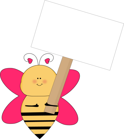 Heart Bee with a Blank Sign Clip Art - Heart Bee with a Blank Sign 
