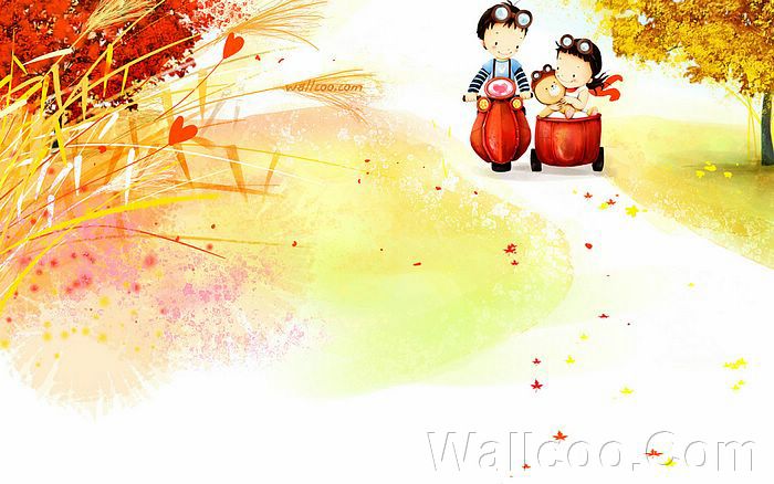 Autumn Adventure: Kids on a Scooter in Fall Scenery