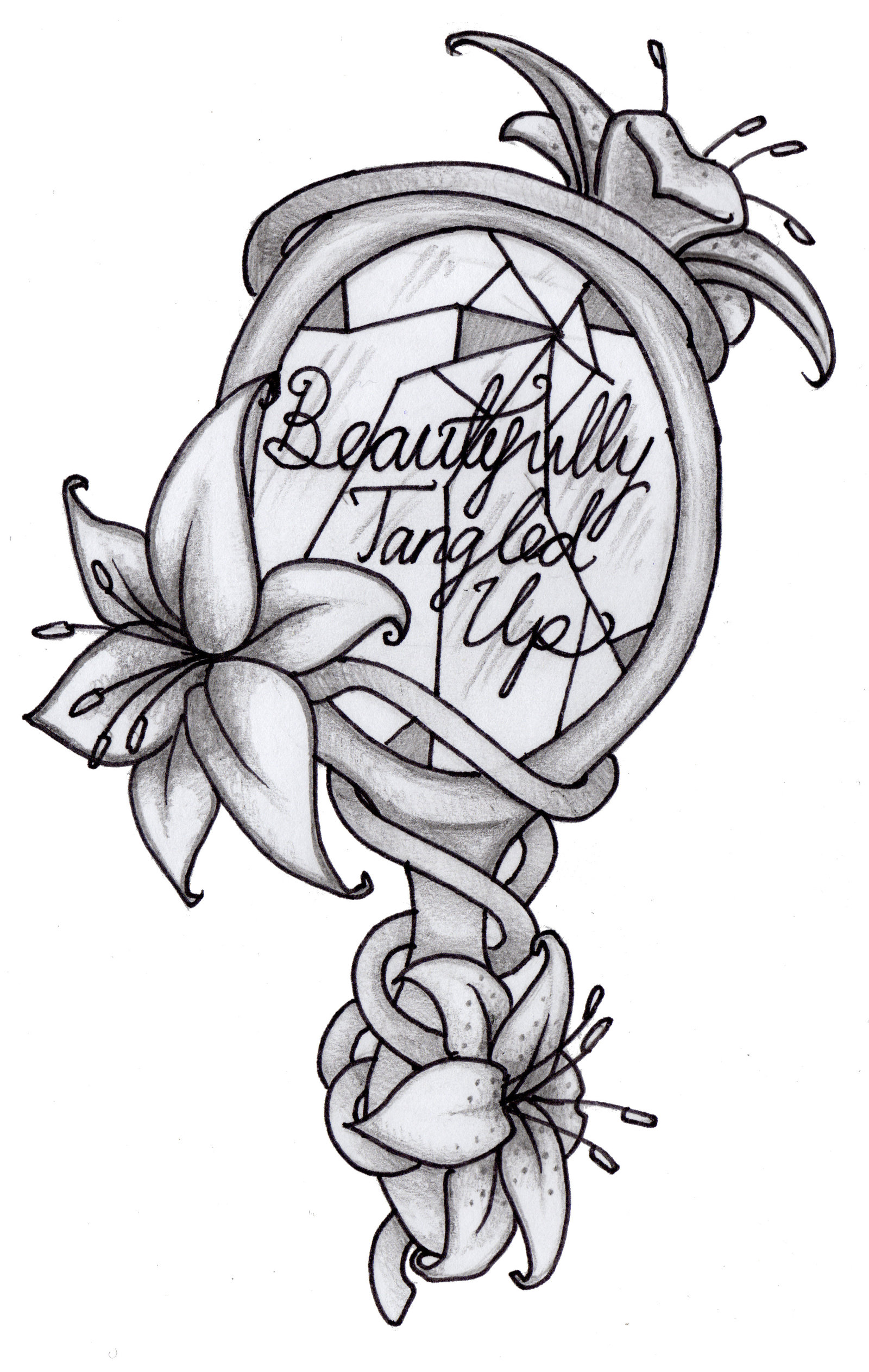white lily drawing tattoo