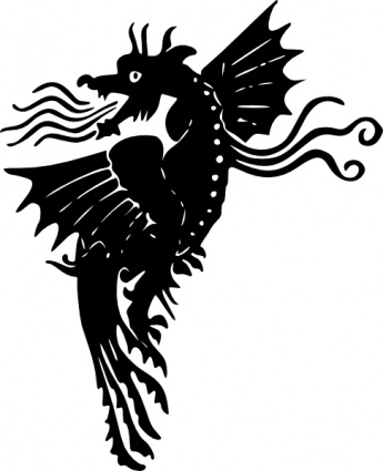 Mythical Sea Dragon Silhouette - Fantasy Creature Illustration