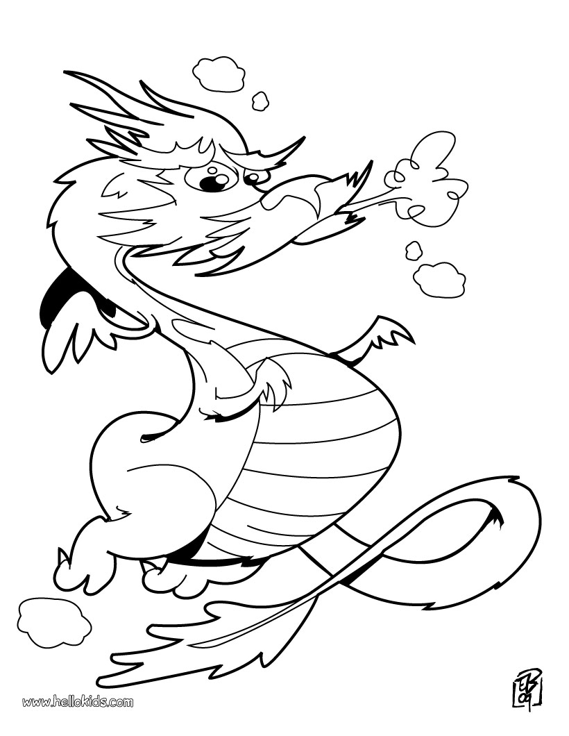 Chinese cartoon to colour in - Cartoon Dragon Chinese New Year 